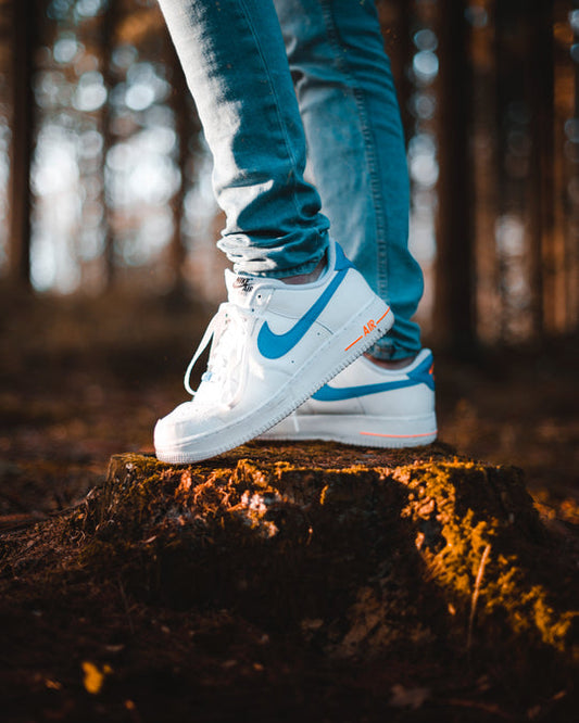 Nike Air Force 1 Blue, White 'N Orange combo